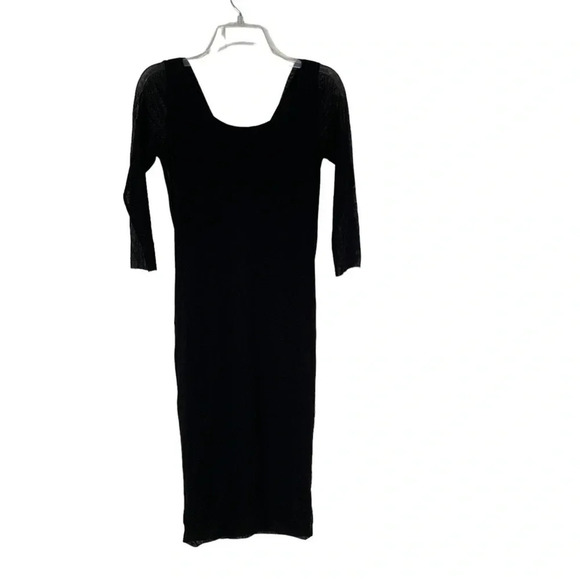 Fuzzi by Jean Paul Gaultier Mesh Cowl Neck V-neck Dress In Nero Black Size M NWT - Picture 6 of 10